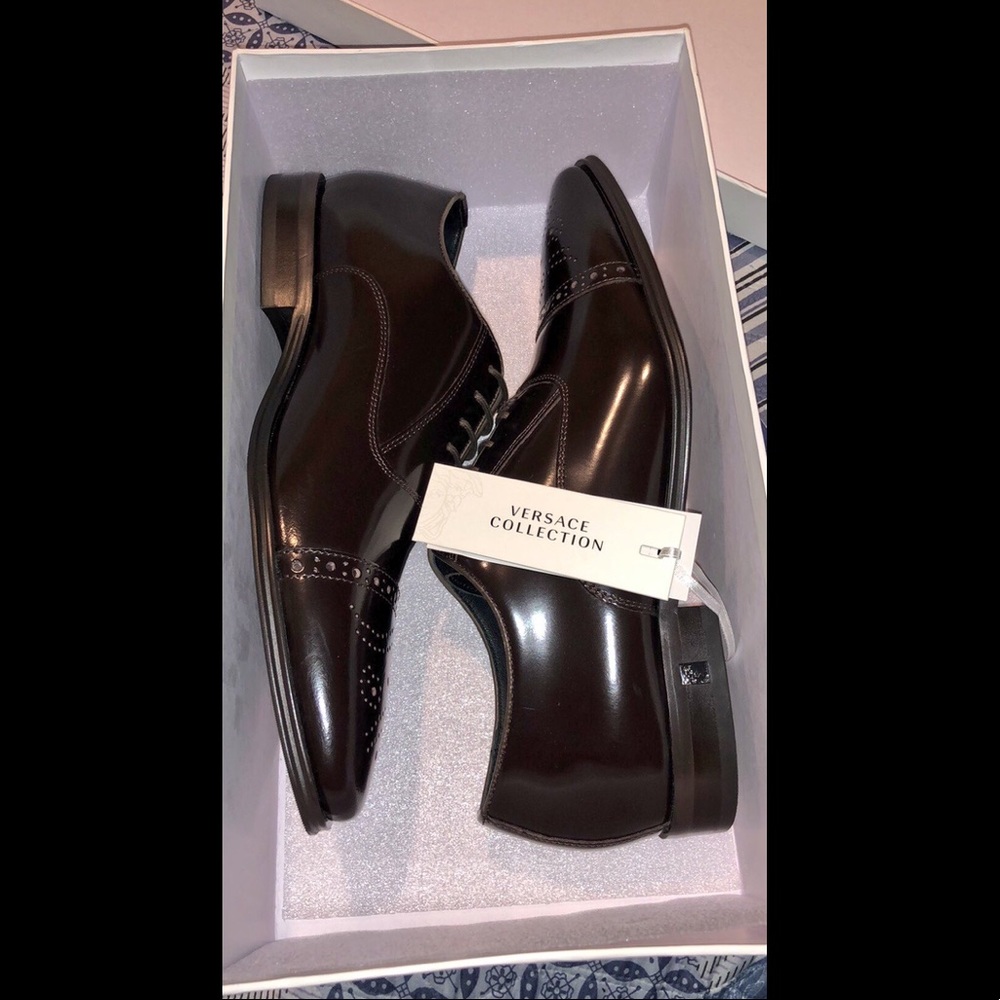 Brown Versace Leather Cap Shoe